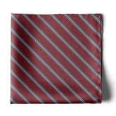 REGIMENTAL MAROON AND GREY SILK POCKET SQUARE